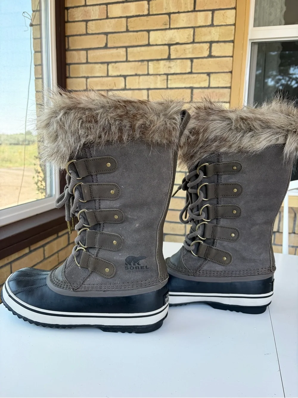 Sorel Joan of Arctic Women's Gray Fur Lined Winter Waterproof Boots Size 8.5